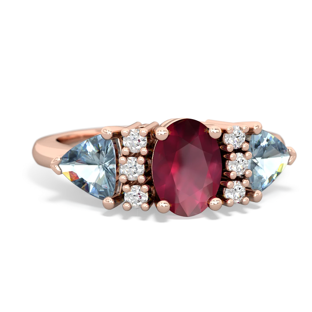 Ruby Antique Style Three Stone 14K Rose Gold ring R2186