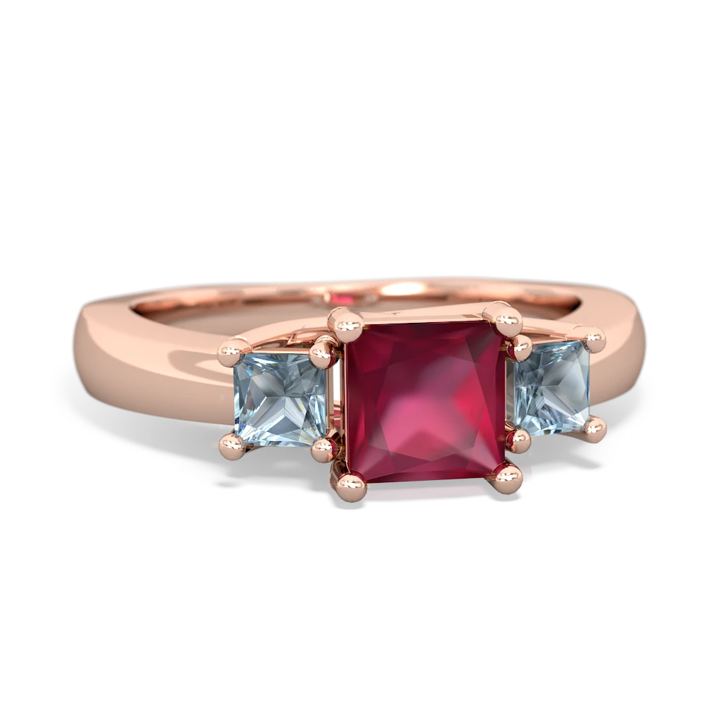 Ruby Three Stone Trellis 14K Rose Gold ring R4015