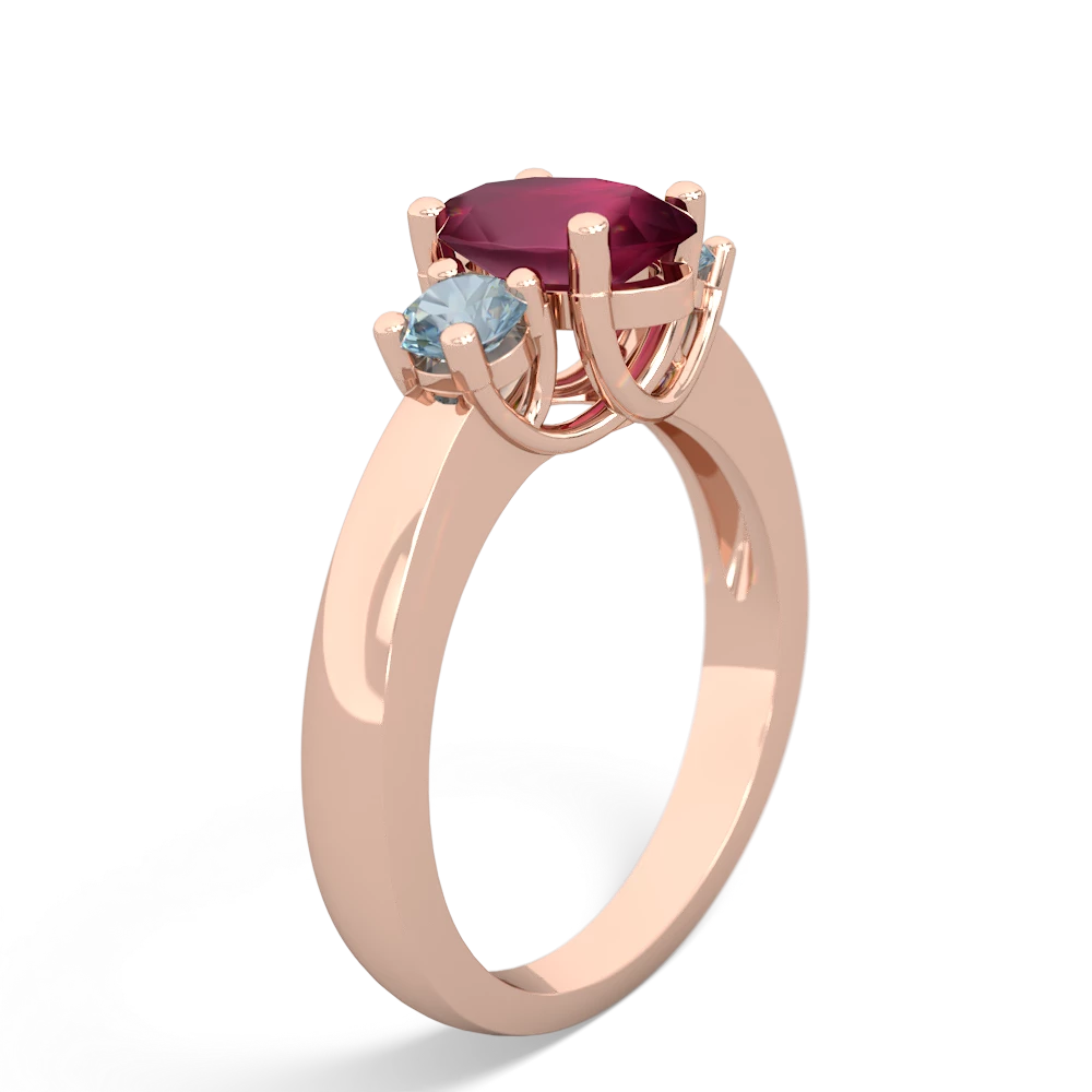 Ruby Three Stone Oval Trellis 14K Rose Gold ring R4024