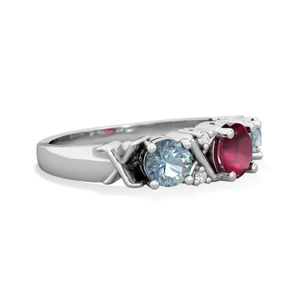 Ruby Hugs And Kisses 14K White Gold ring R5016