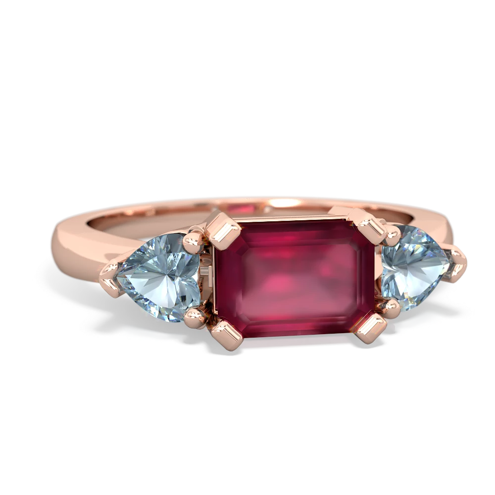 Ruby Three Stone 14K Rose Gold ring R5235