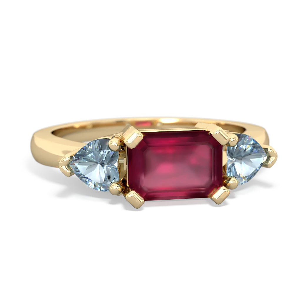 Ruby Three Stone 14K Yellow Gold ring R5235