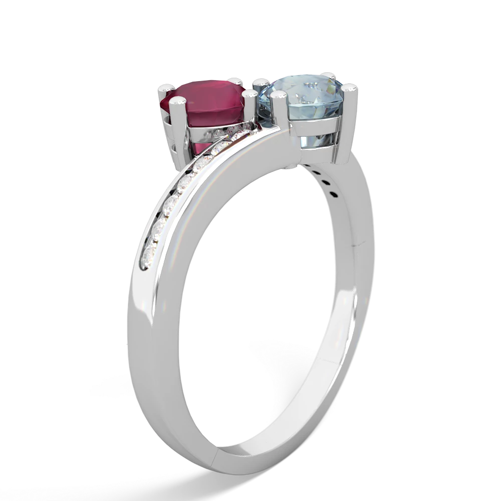 Ruby Channel Set Two Stone 14K White Gold ring R5303