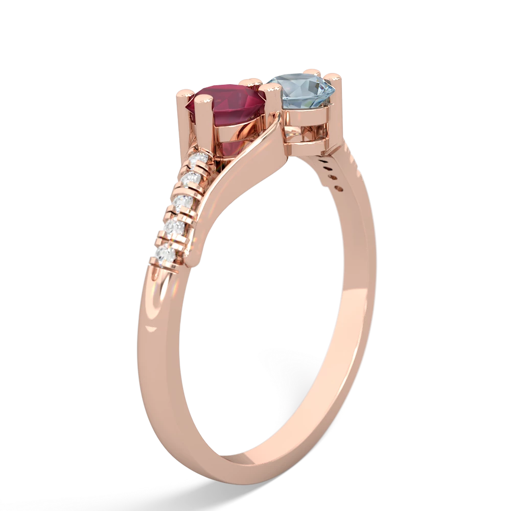 Ruby Infinity Pave Two Stone 14K Rose Gold ring R5285