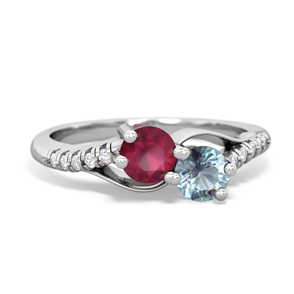 Ruby Infinity Pave Two Stone 14K White Gold ring R5285