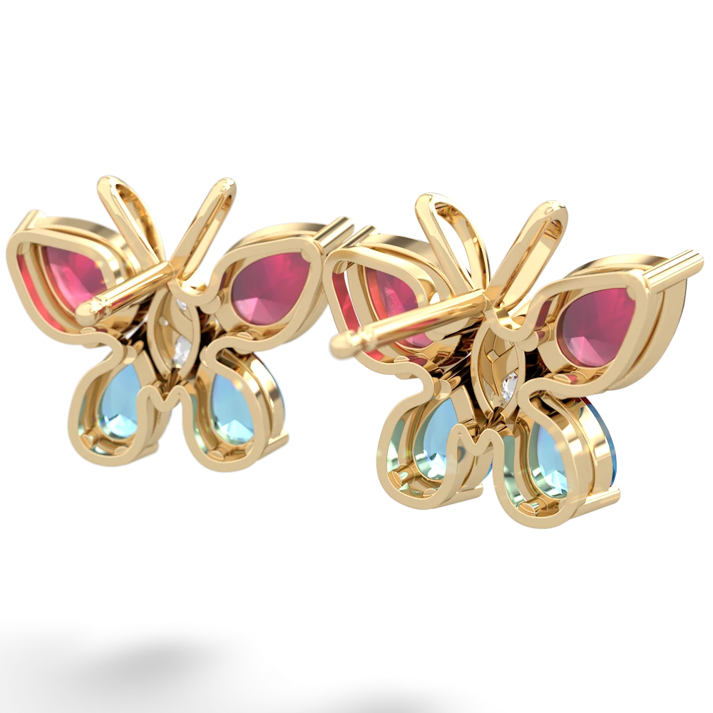 Ruby Butterfly 14K Yellow Gold earrings E2215