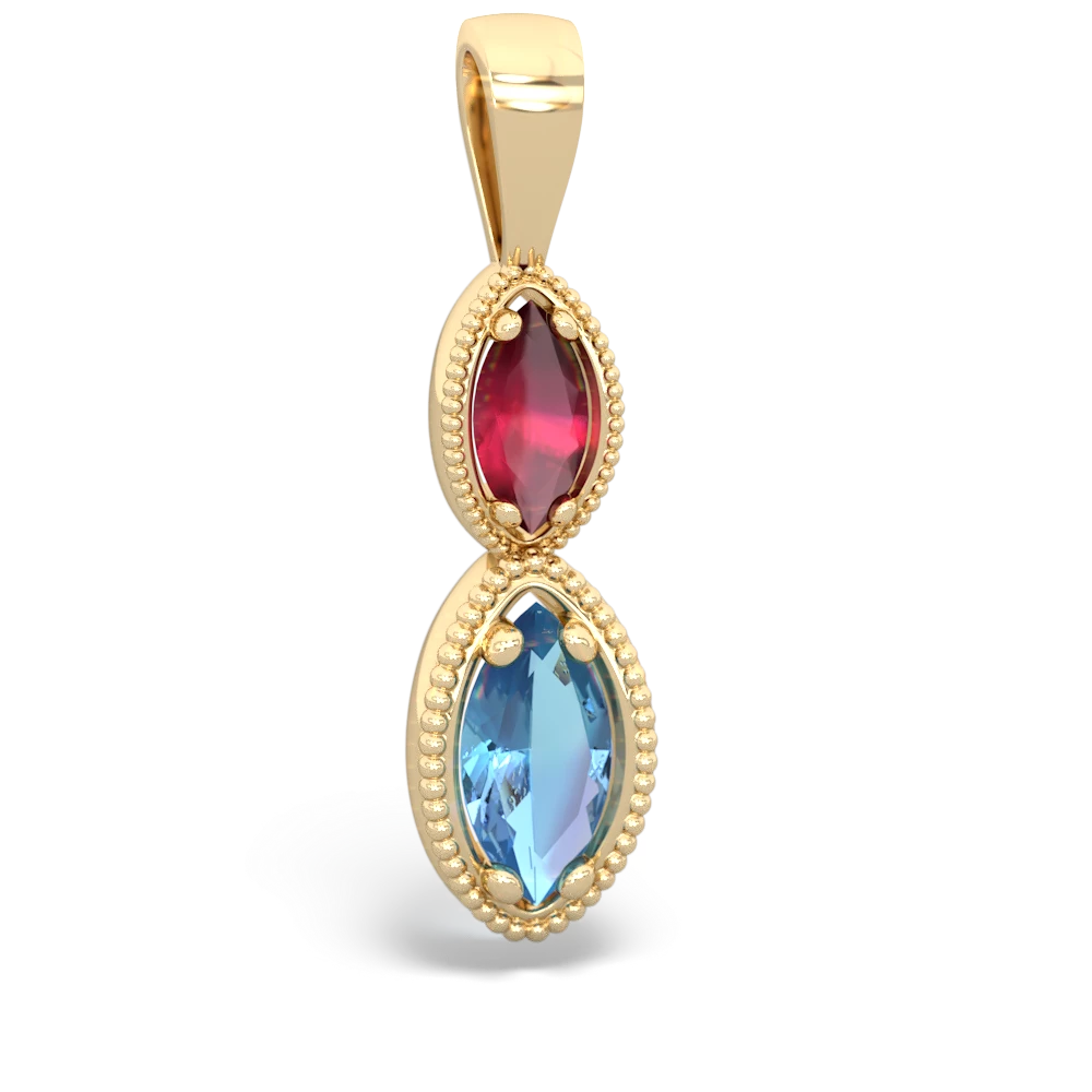 Ruby Antique-Style Halo 14K Yellow Gold pendant P5700