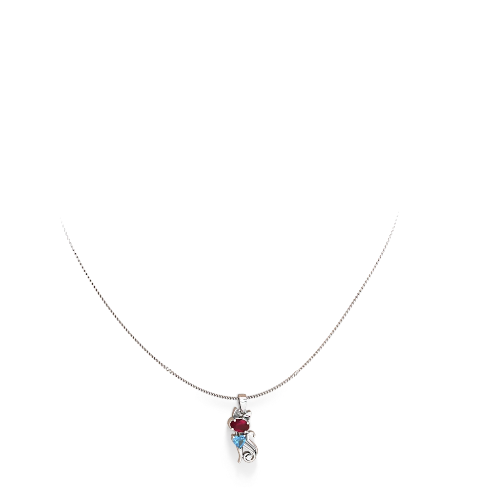 Ruby Kitten 14K White Gold pendant P5780