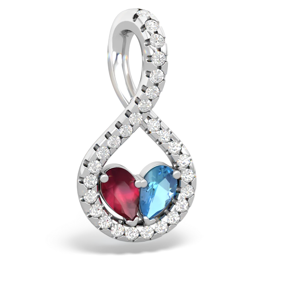 Ruby Pave Twist 'One Heart' 14K White Gold pendant P5360