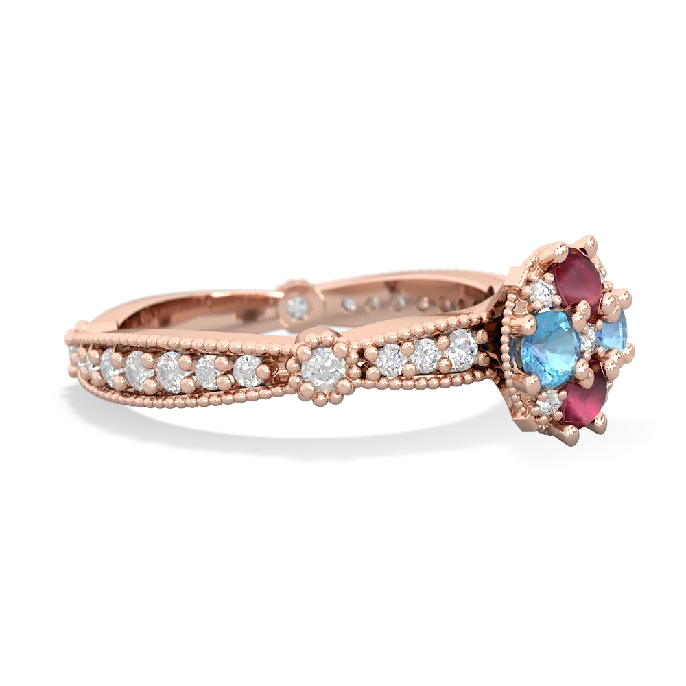 Ruby Sparkling Tiara Cluster 14K Rose Gold ring R26293RD