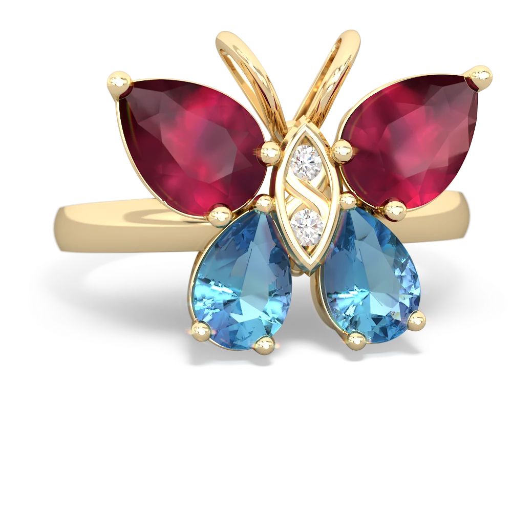 Ruby Butterfly 14K Yellow Gold ring R2215