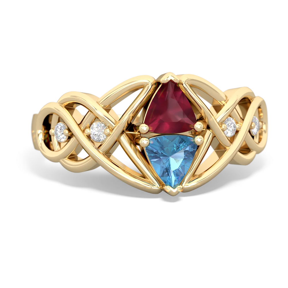 Ruby Keepsake Celtic Knot 14K Yellow Gold ring R5300