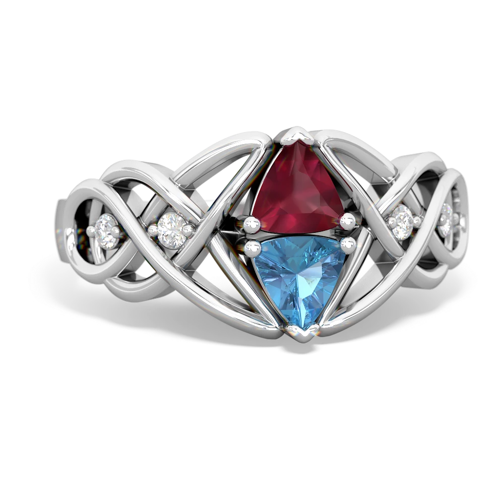 Ruby Keepsake Celtic Knot 14K White Gold ring R5300