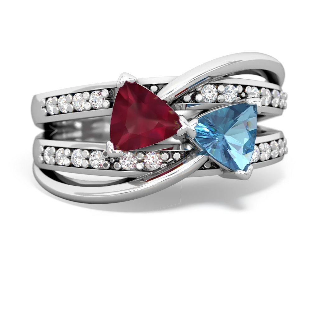 Ruby Bowtie 14K White Gold ring R2360