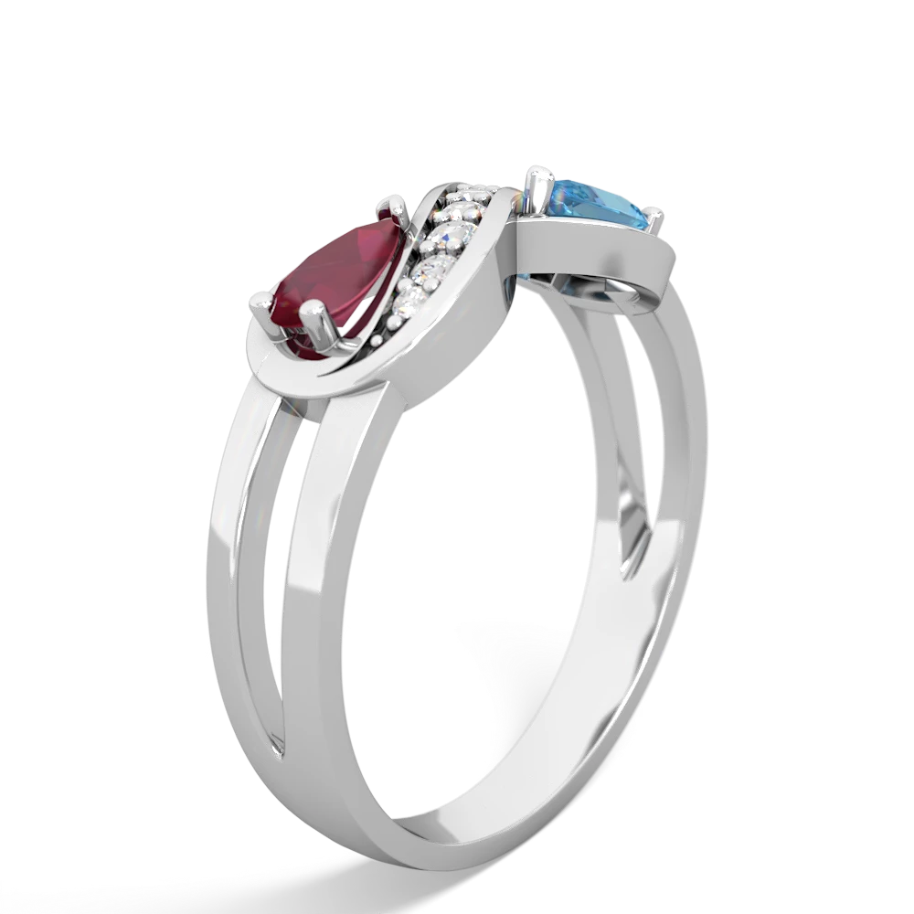 Ruby Diamond Infinity 14K White Gold ring R5390