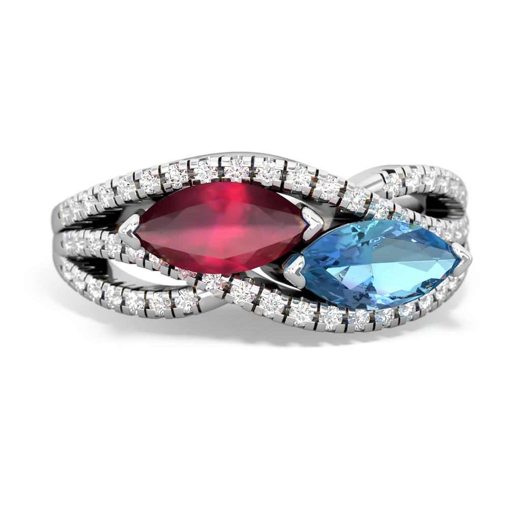 Ruby Diamond Rivers 14K White Gold ring R3070