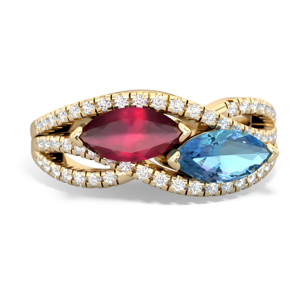 Ruby Diamond Rivers 14K Yellow Gold ring R3070