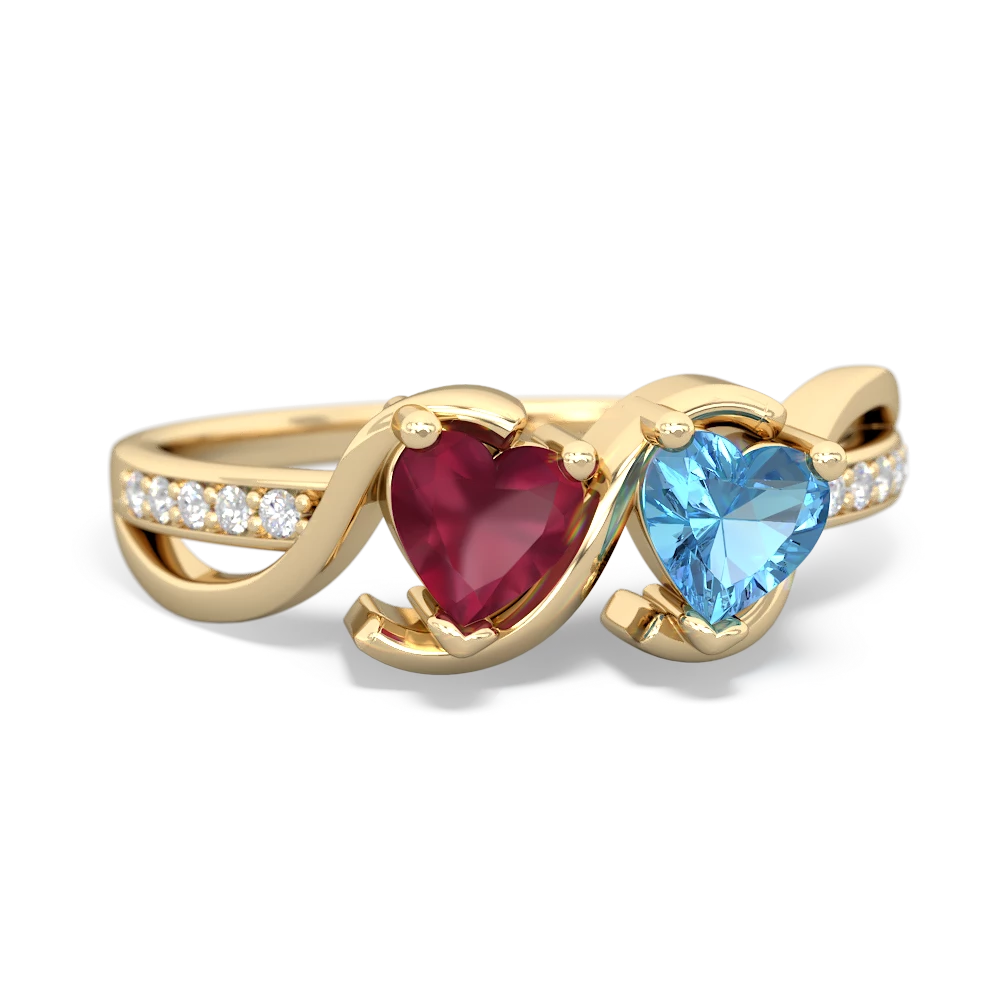 Ruby Side By Side 14K Yellow Gold ring R3090