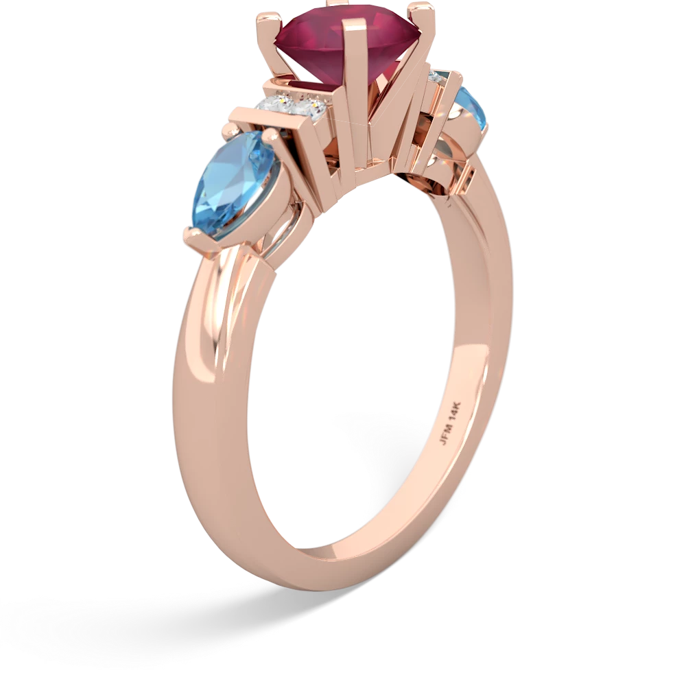 Ruby 6Mm Round Eternal Embrace Engagement 14K Rose Gold ring R2005