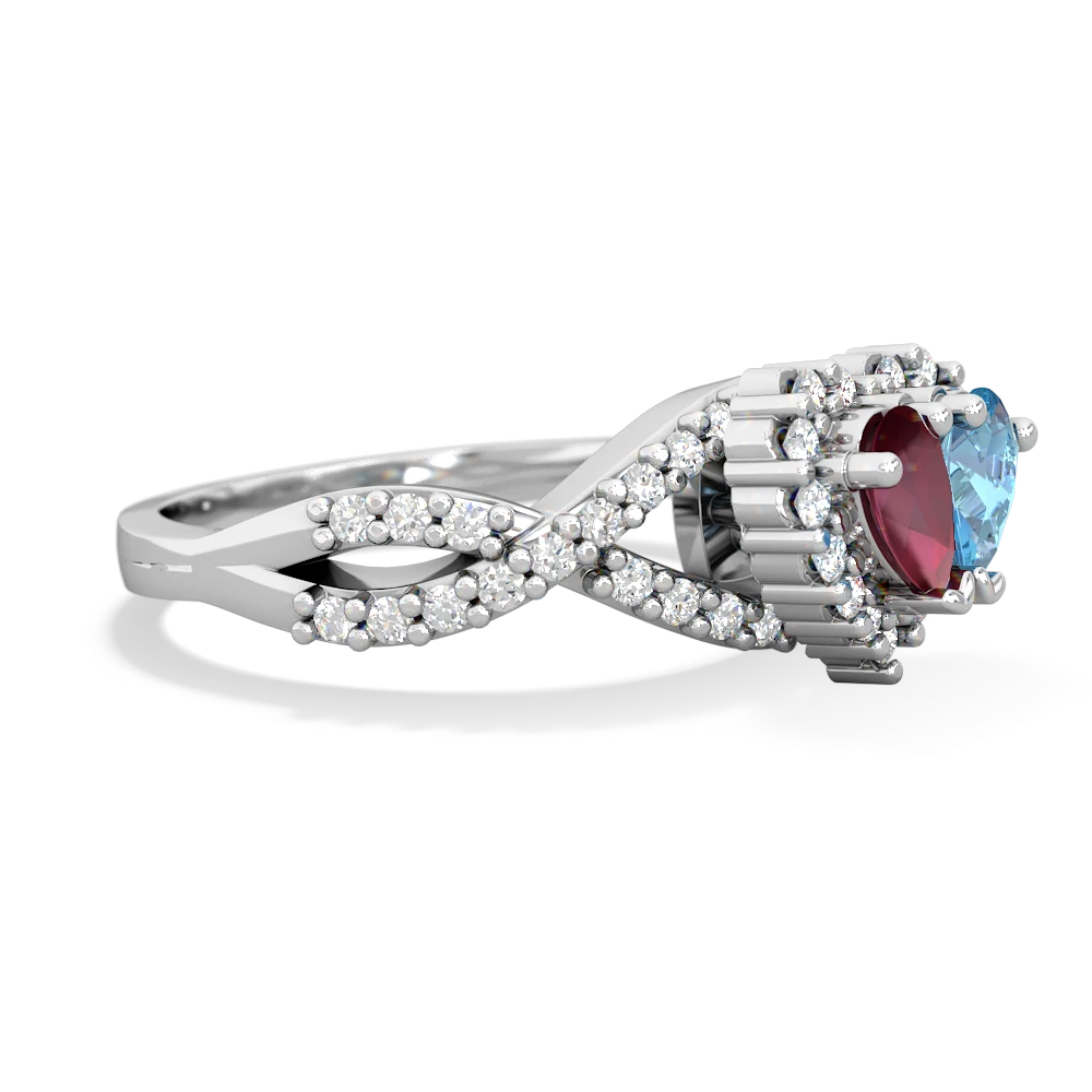 Ruby Diamond Twist 'One Heart' 14K White Gold ring R2640HRT