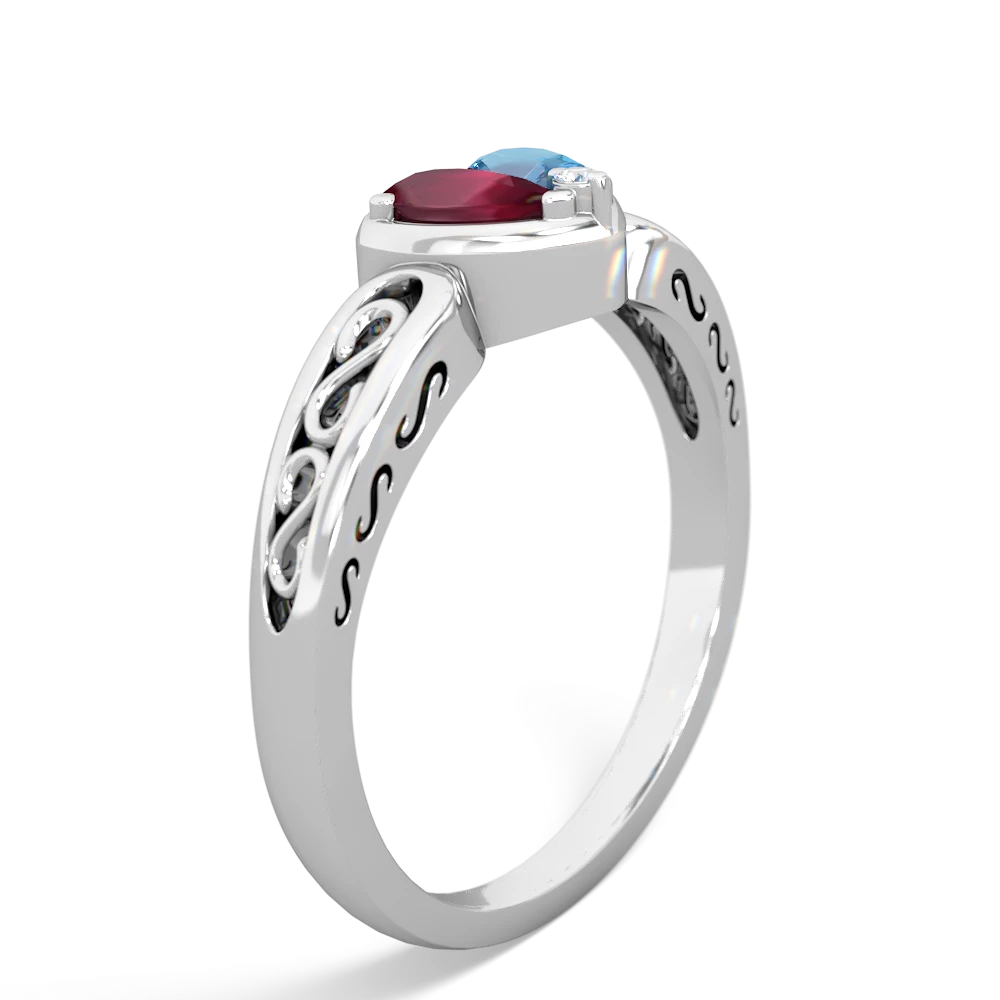 Ruby Filligree 'One Heart' 14K White Gold ring R5070