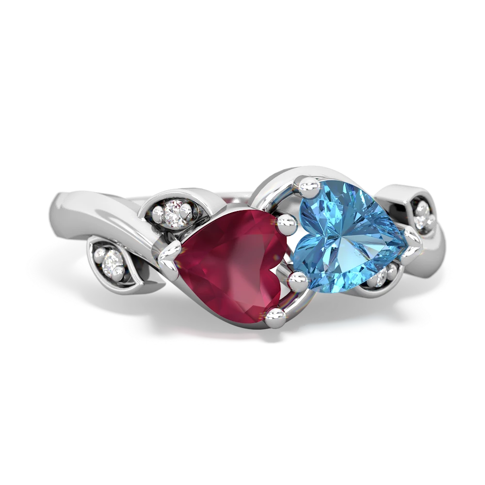 Ruby Floral Elegance 14K White Gold ring R5790