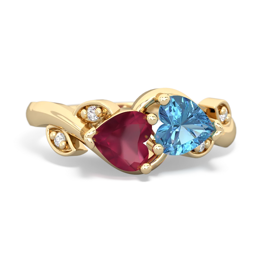 Ruby Floral Elegance 14K Yellow Gold ring R5790