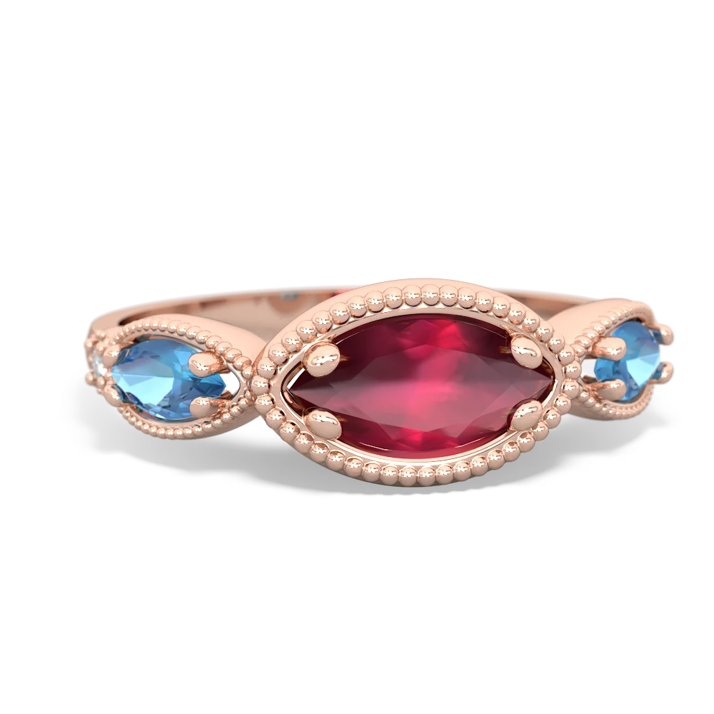 Ruby Milgrain Marquise 14K Rose Gold ring R5700