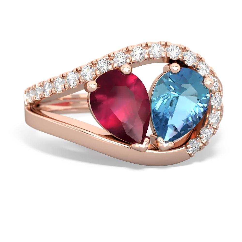 Ruby Nestled Heart Keepsake 14K Rose Gold ring R5650