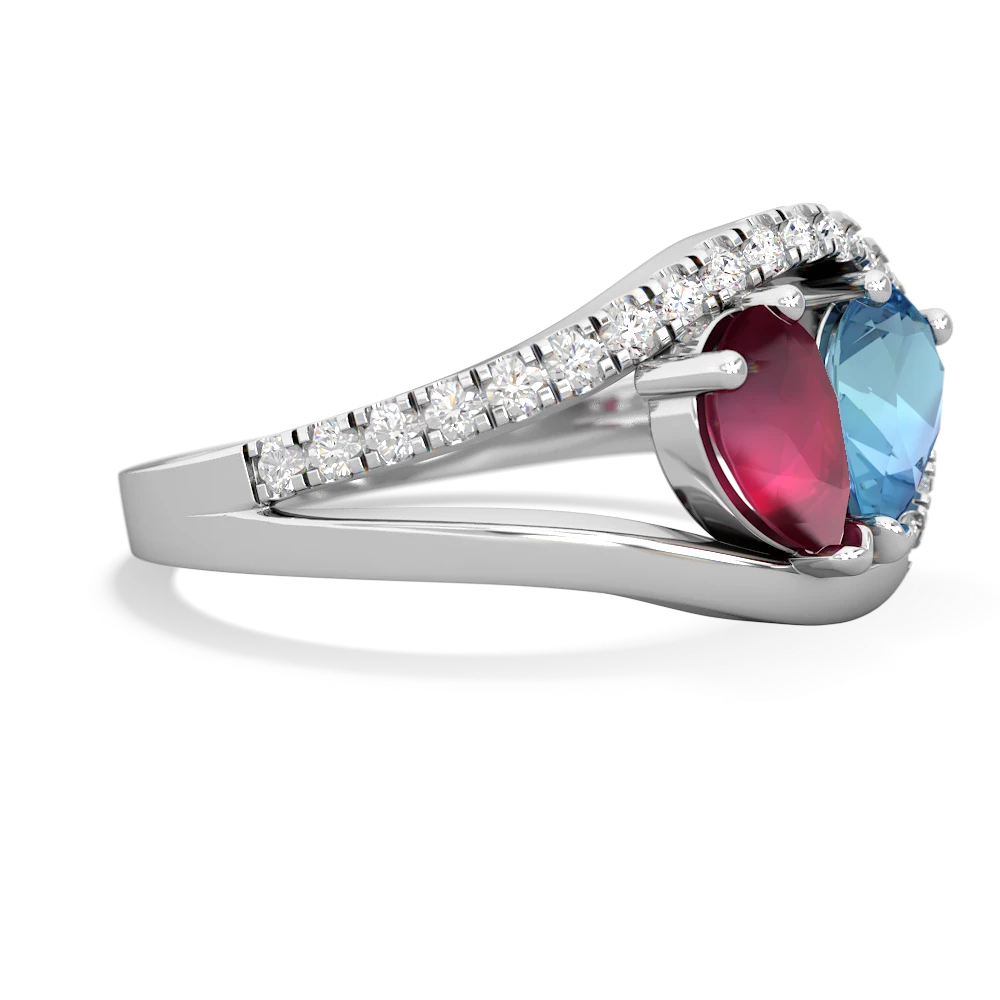 Ruby Nestled Heart Keepsake 14K White Gold ring R5650