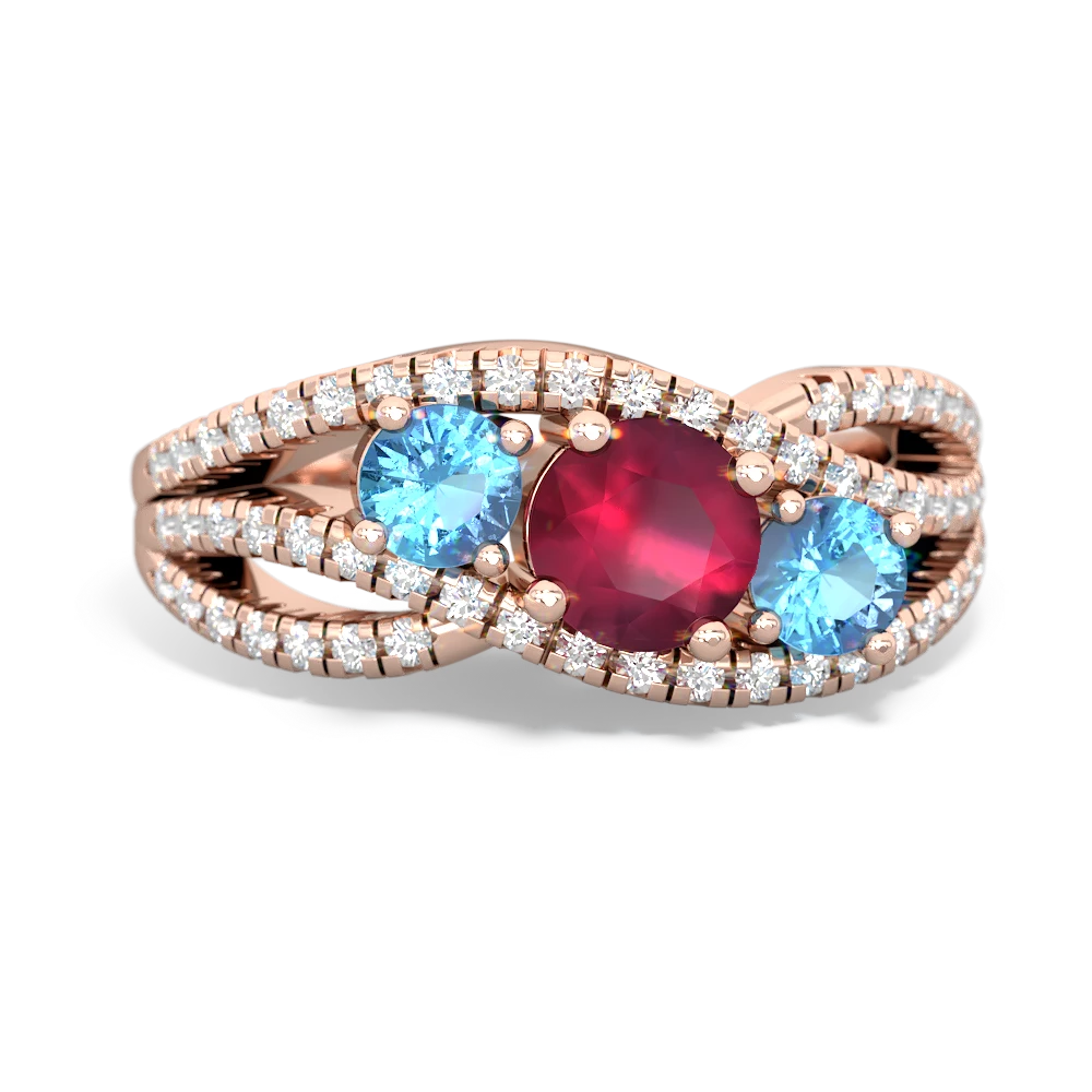 Ruby Three Stone Aurora 14K Rose Gold ring R3080