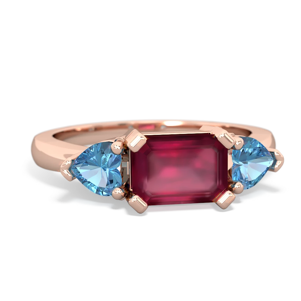 Ruby Three Stone 14K Rose Gold ring R5235