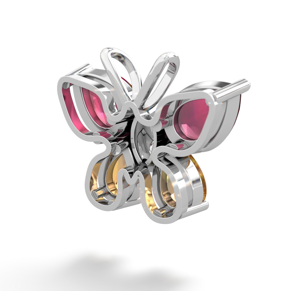 Ruby Butterfly 14K White Gold pendant P2215