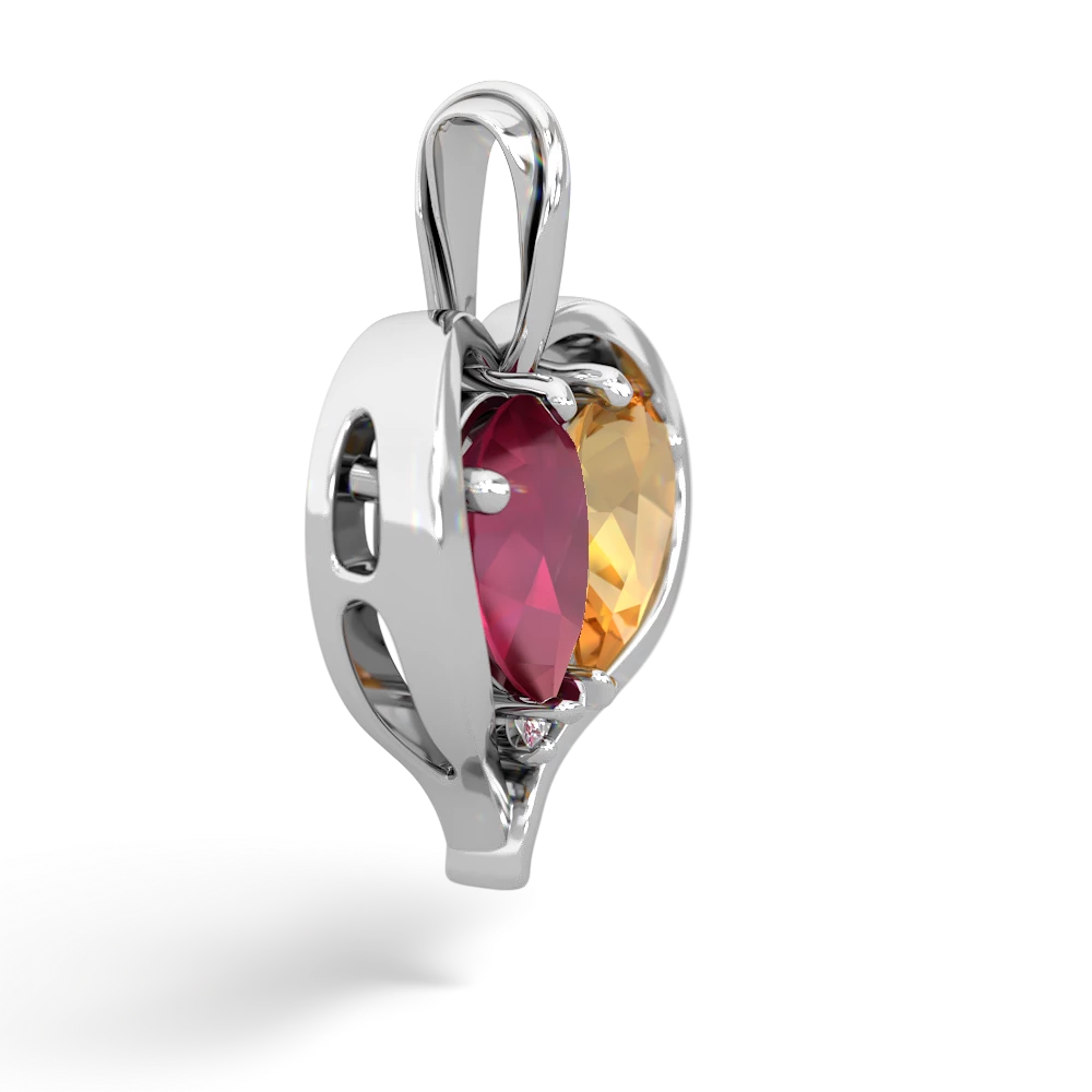 Ruby Two Become One 14K White Gold pendant P5330