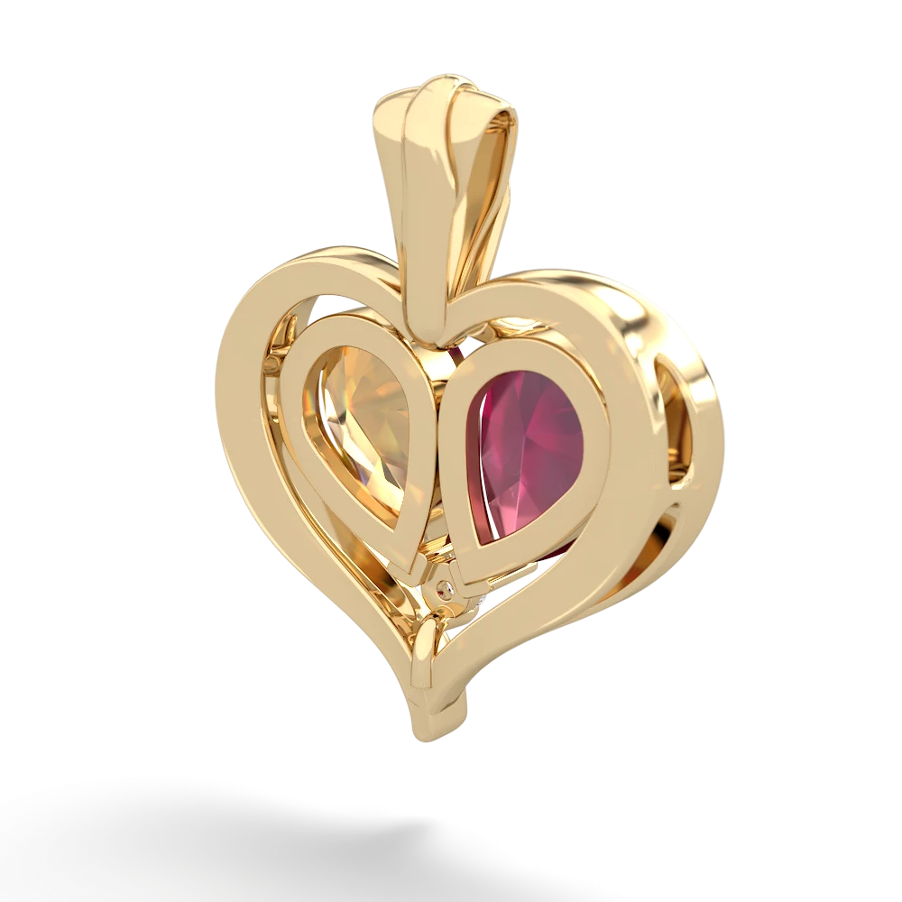 Ruby Two Become One 14K Yellow Gold pendant P5330