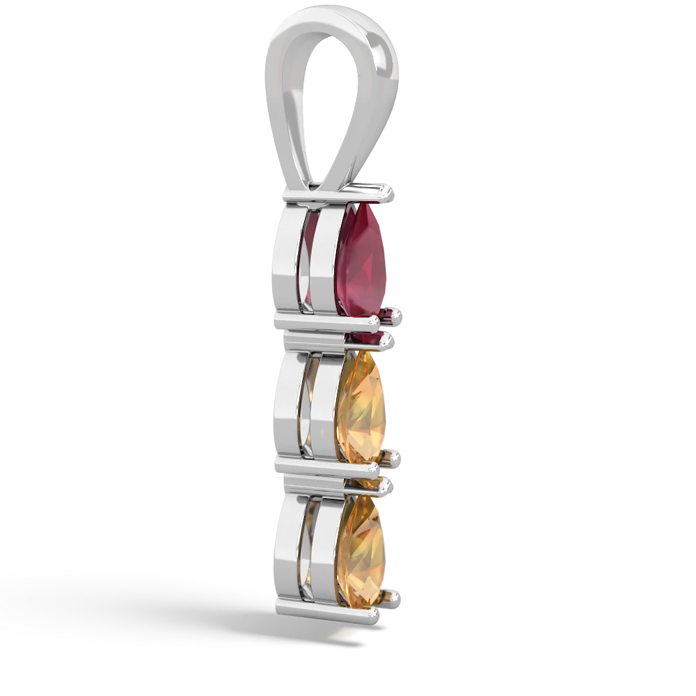 Ruby Dew Drops 14K White Gold pendant P2251