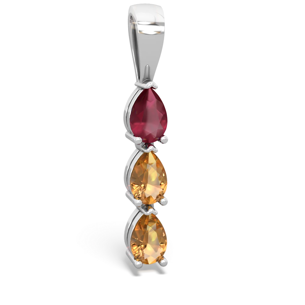 Ruby Citrine Lab Ruby Dew Drops Necklace 14K White Gold JewelsForMe