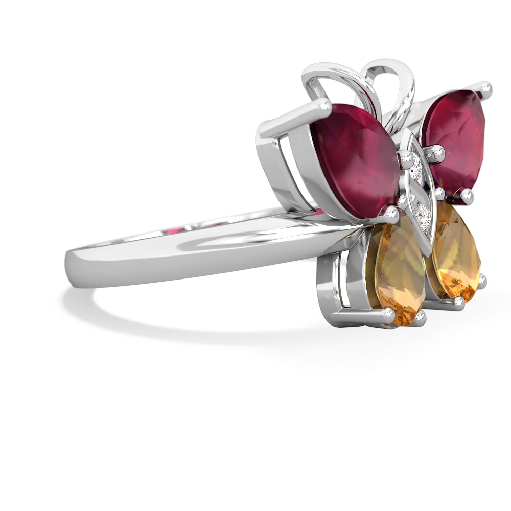 Ruby Butterfly 14K White Gold ring R2215