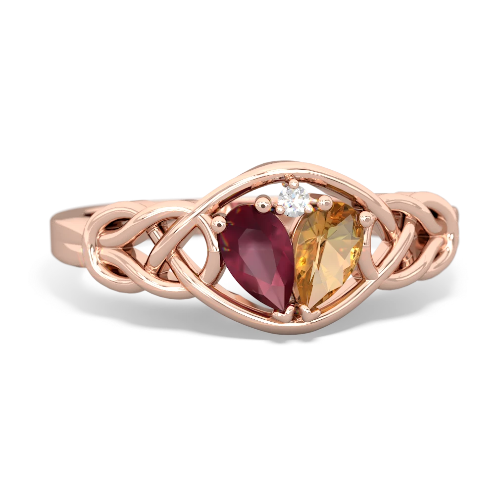 Ruby Celtic Love Knot 14K Rose Gold ring R5420