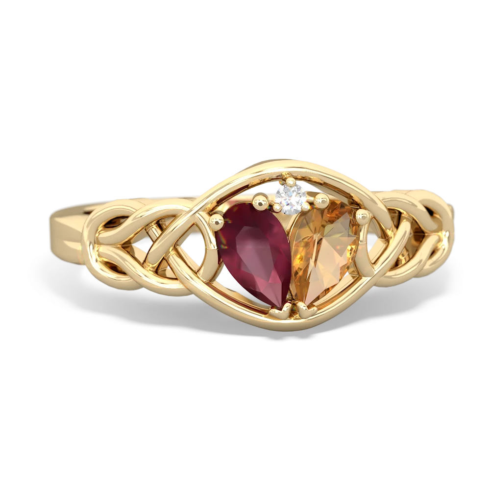 Ruby Celtic Love Knot 14K Yellow Gold ring R5420