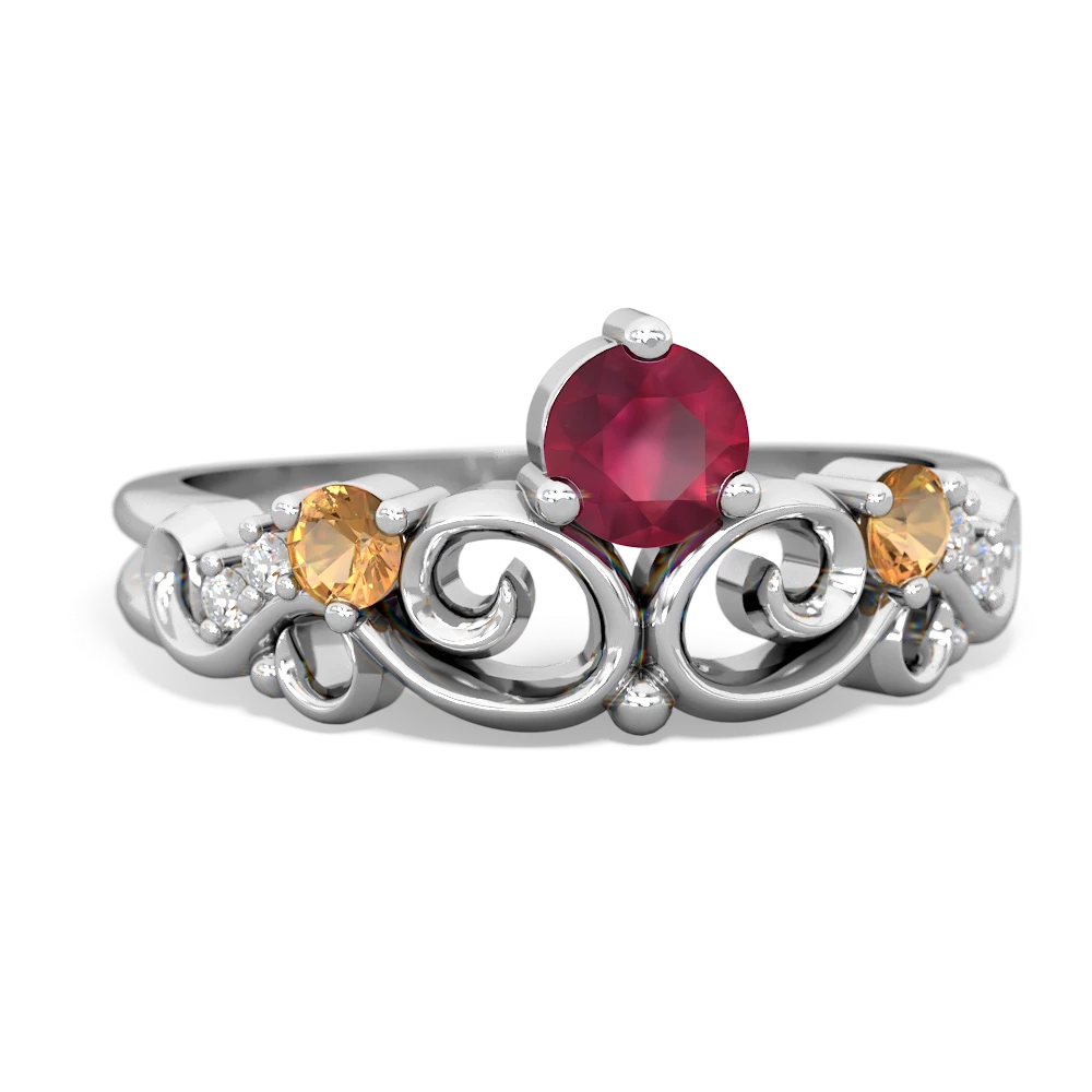 Ruby Crown Keepsake 14K White Gold ring R5740