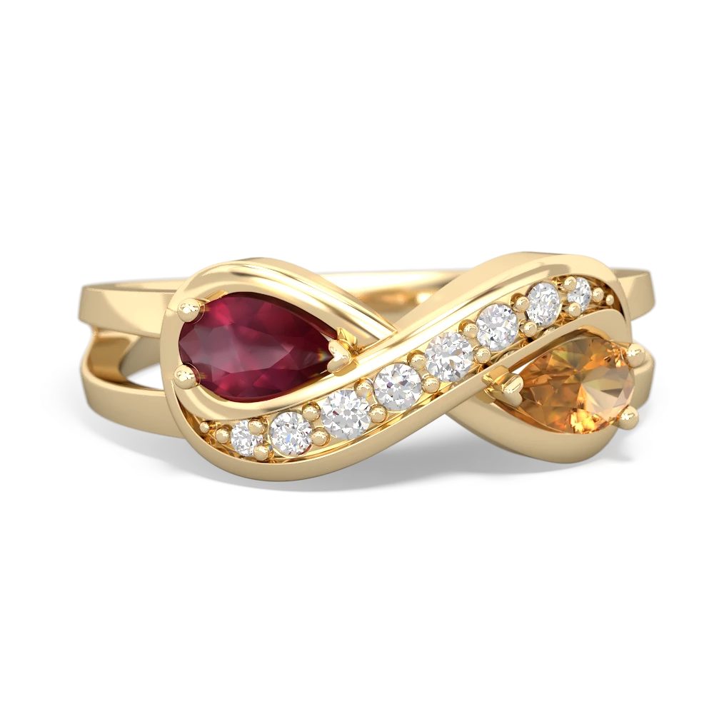 Ruby Diamond Infinity 14K Yellow Gold ring R5390