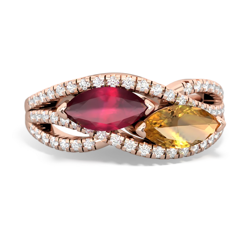 Ruby Diamond Rivers 14K Rose Gold ring R3070