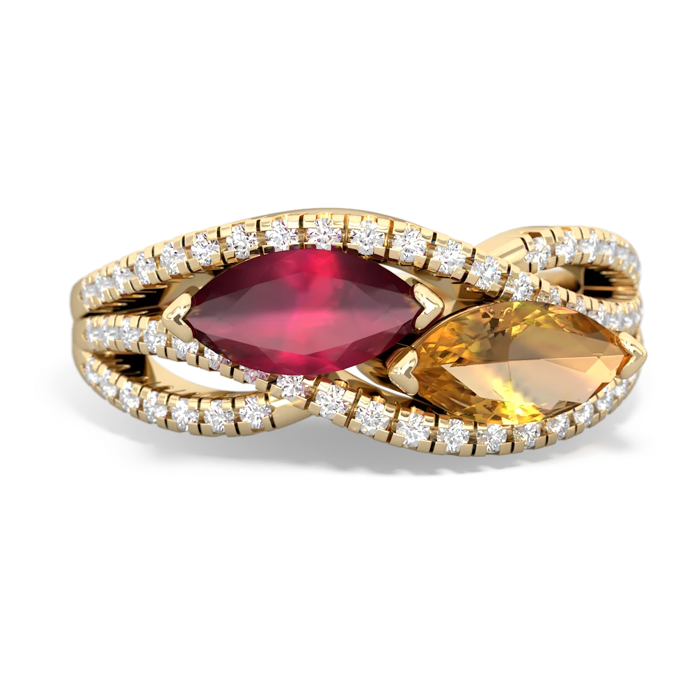 Ruby Diamond Rivers 14K Yellow Gold ring R3070