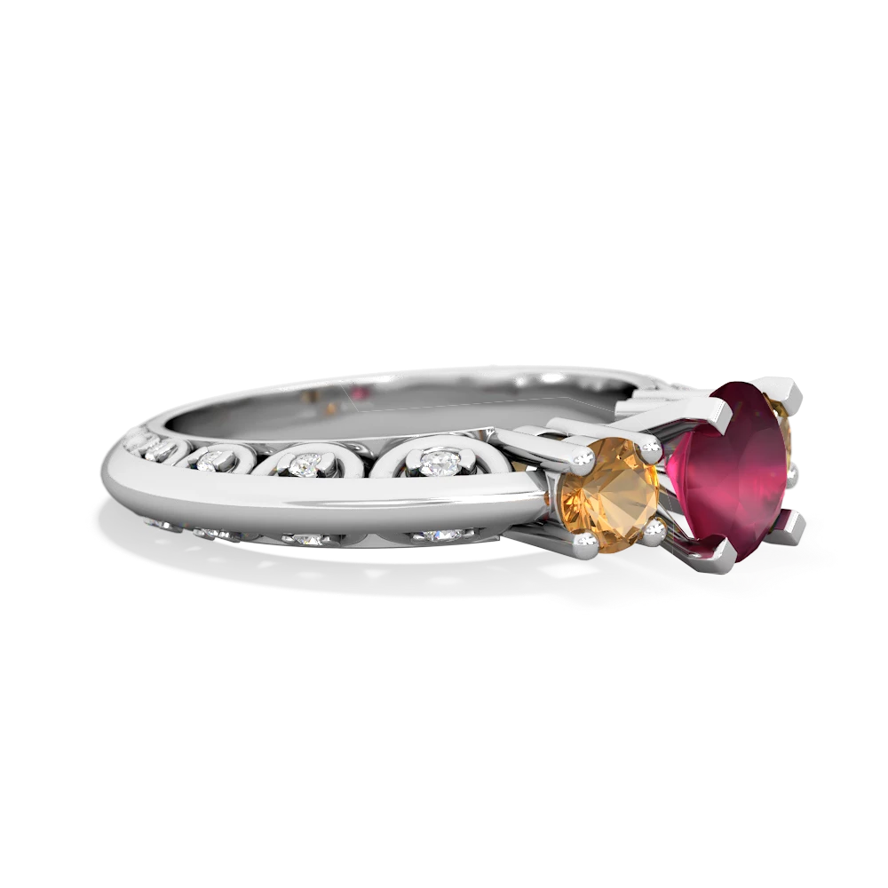 Ruby Art Deco Eternal Embrace Engagement 14K White Gold ring C2003