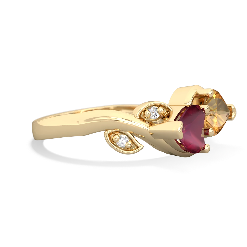 Ruby Floral Elegance 14K Yellow Gold ring R5790