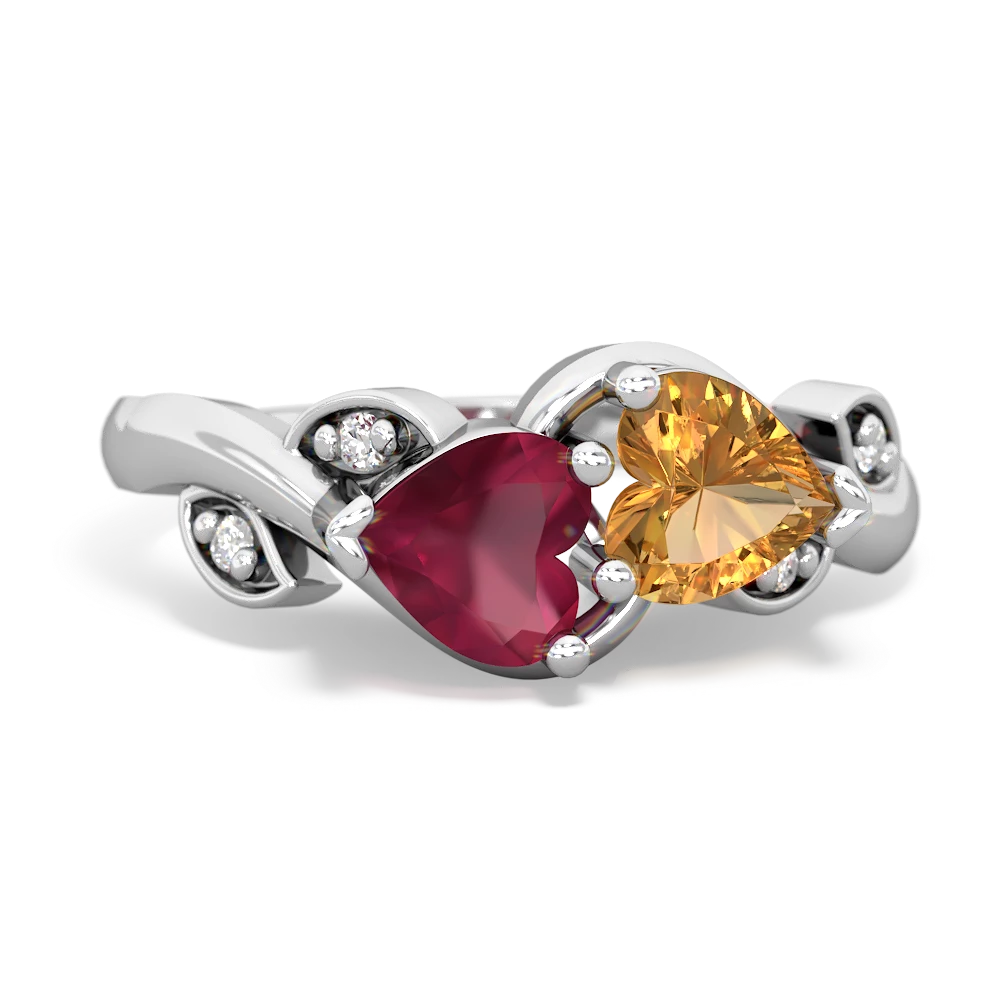 Ruby Floral Elegance 14K White Gold ring R5790