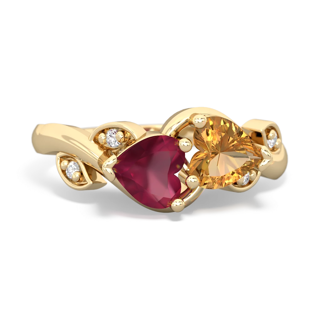 Ruby Floral Elegance 14K Yellow Gold ring R5790