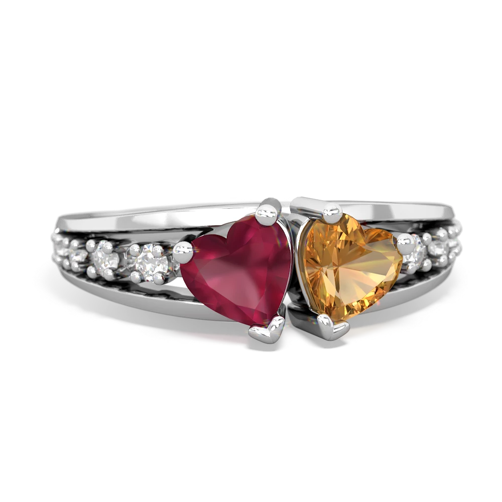 Ruby Heart To Heart 14K White Gold ring R3342