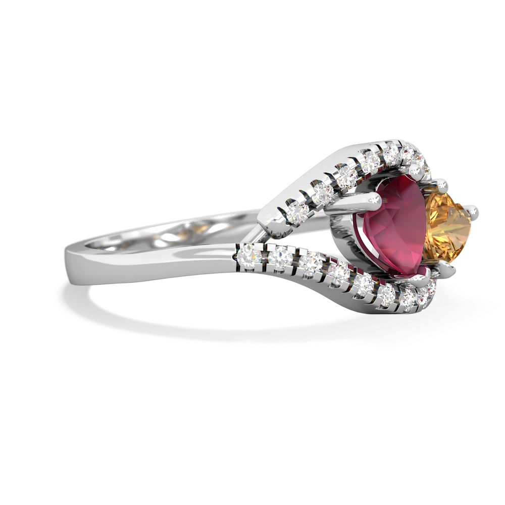 Ruby Mother And Child 14K White Gold ring R3010